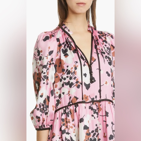 Veronica Beard Hawken Floral Tiered Silk Blend Minidress - Picture 3 of 8